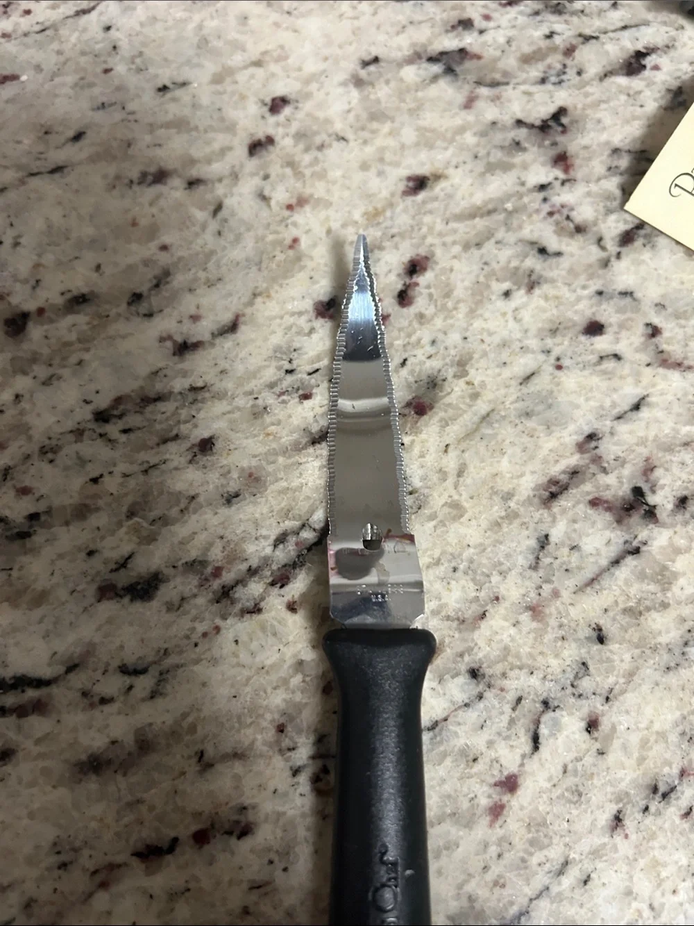 Pampered Chef Black Serrated two sided Grapefruit Knife in case